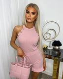 Khloe Gold Button Co-ord Set - Pink