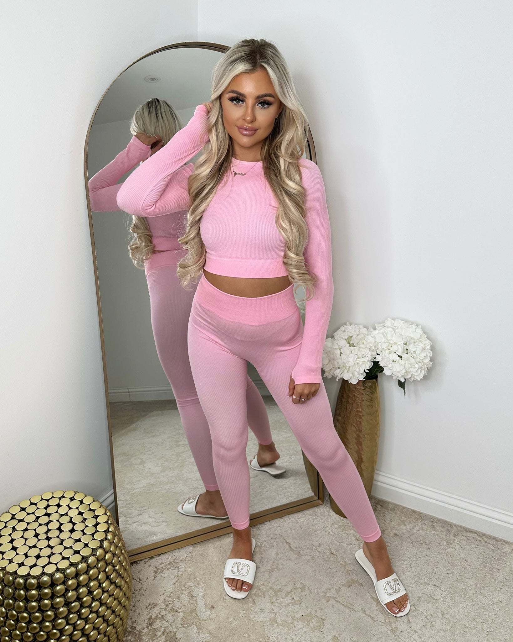 Caprice Long Sleeve Gym Set - Baby Pink – GlamDoll Fashion