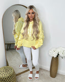 Rachael Ruched Sleeve Hoodie with Ribbon Detail - Yellow