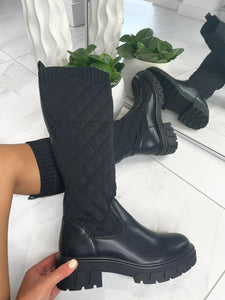 Imogen Sock Knee High Boot - Black