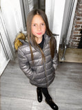 Sophie Metallic Kids Coat - Grey
