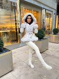 Lillie Belted Fur Hooded Coat - Cream – GlamDoll Fashion